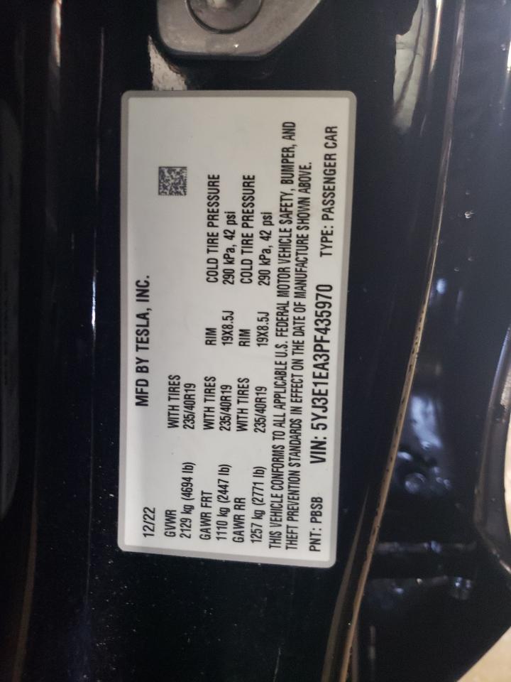 5YJ3E1EA3PF435970 2023 Tesla Model 3