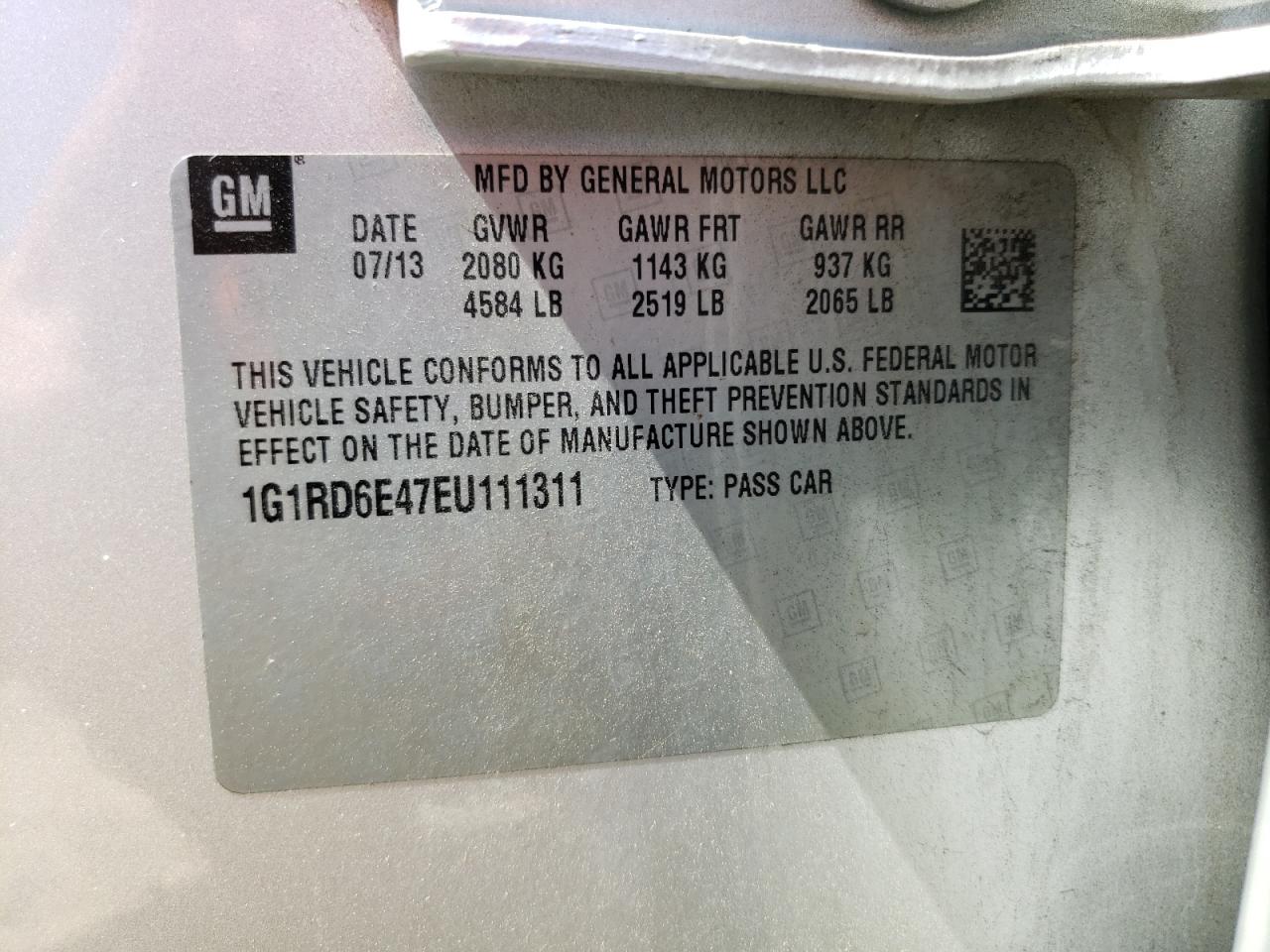 1G1RD6E47EU111311 2014 Chevrolet Volt