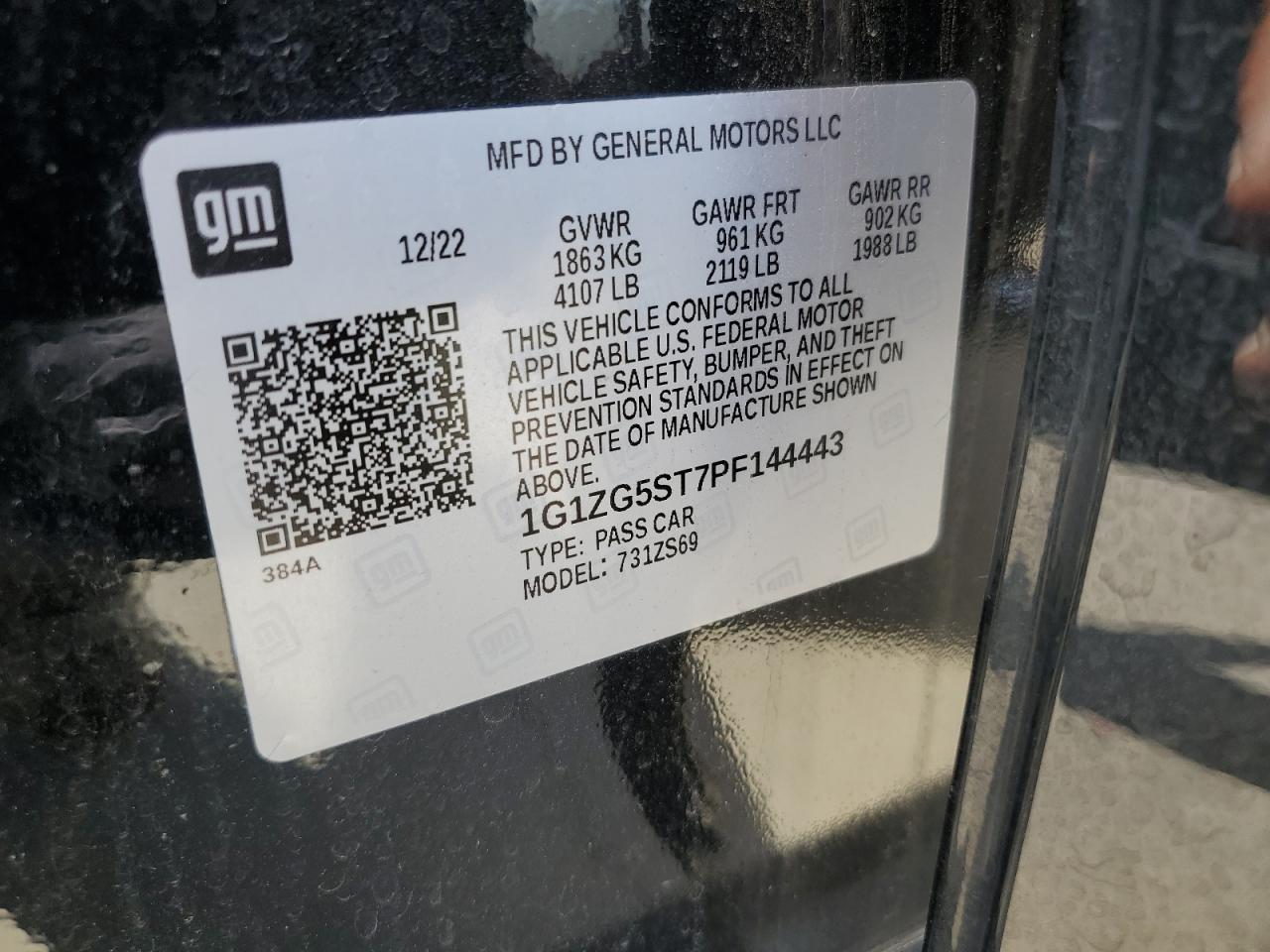 1G1ZG5ST7PF144443 2023 Chevrolet Malibu Rs