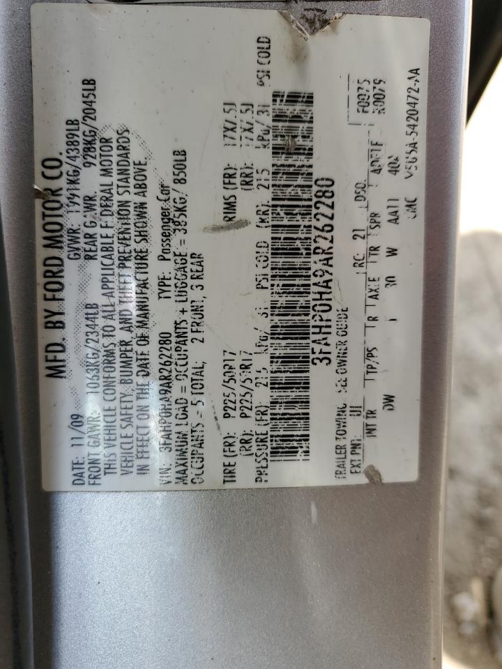 3FAHP0HA9AR262280 2010 Ford Fusion Se