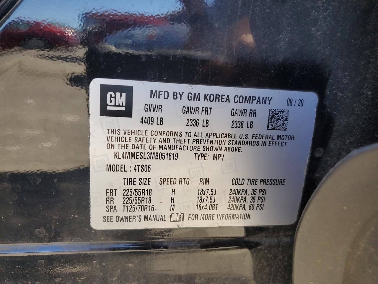 KL4MMESL3MB051619 2021 Buick Encore Gx Select