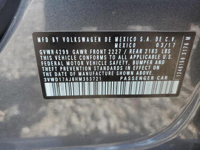 2017 Volkswagen Jetta Sport VIN: 3VWD17AJ6HM353721 Lot: 57481824