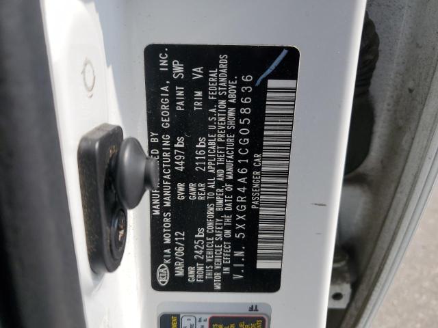 2012 Kia Optima Sx VIN: 5XXGR4A61CG058636 Lot: 58921254