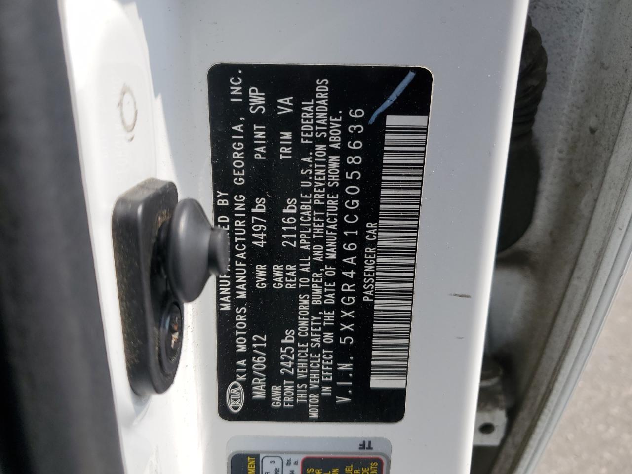 5XXGR4A61CG058636 2012 Kia Optima Sx