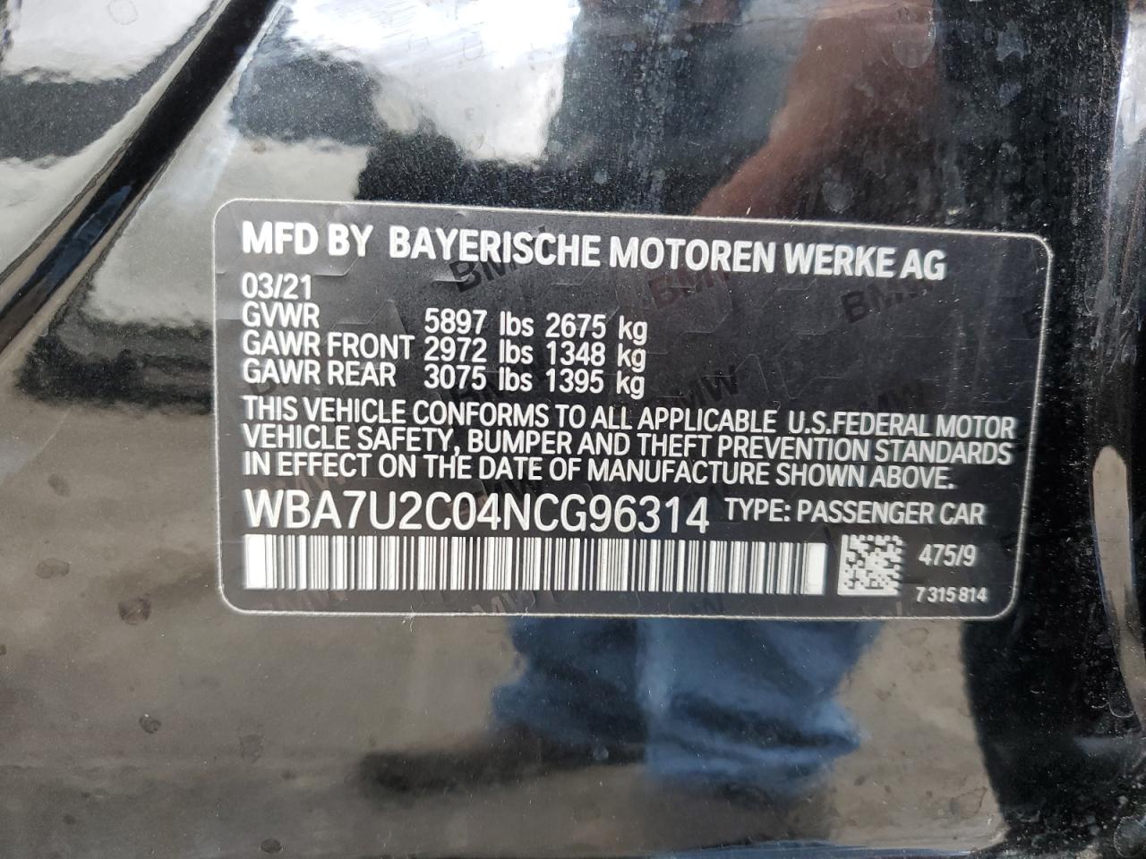 WBA7U2C04NCG96314 2022 BMW 750 Xi