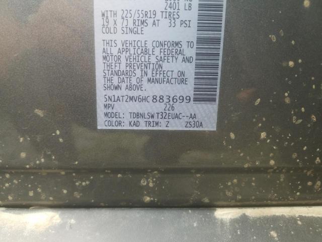 2017 Nissan Rogue Sv VIN: 5N1AT2MV6HC883699 Lot: 58832094