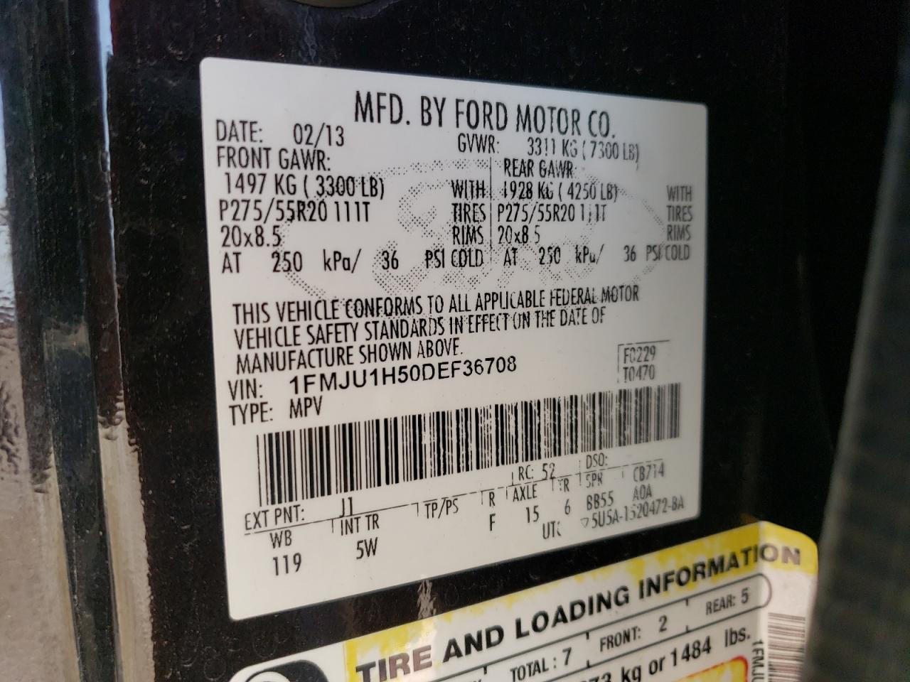 1FMJU1H50DEF36708 2013 Ford Expedition Xlt