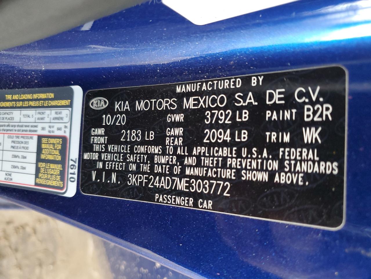 3KPF24AD7ME303772 2021 Kia Forte Fe