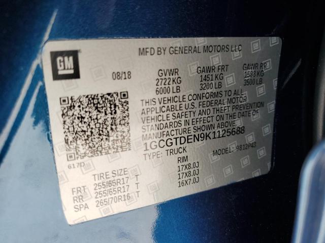 2019 Chevrolet Colorado Z71 VIN: 1GCGTDEN9K1125688 Lot: 59333344