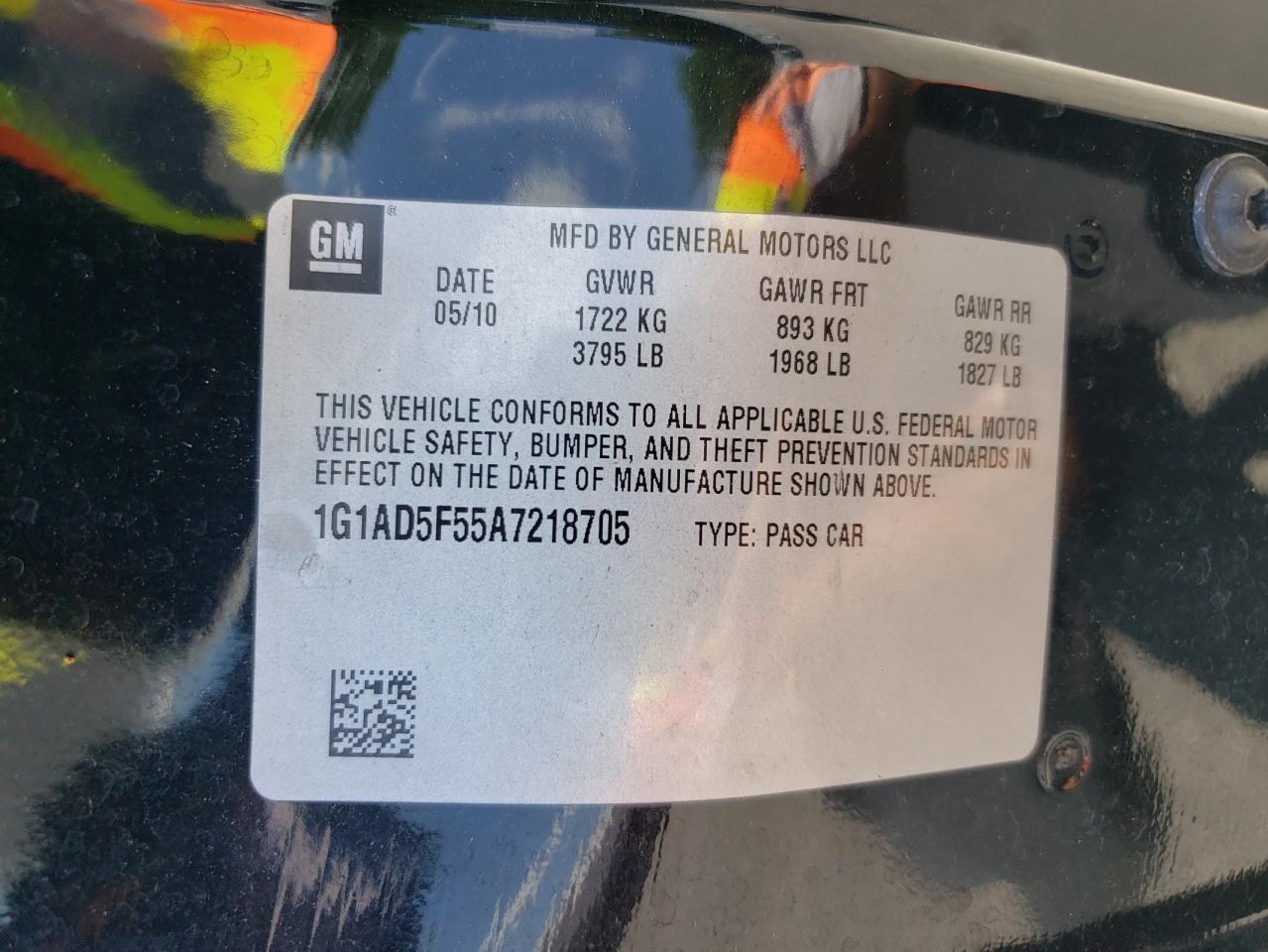 1G1AD5F55A7218705 2010 Chevrolet Cobalt 1Lt