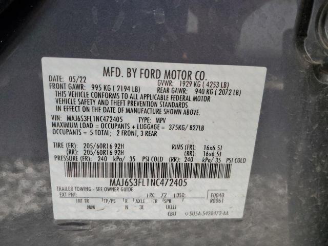 2022 Ford Ecosport S VIN: MAJ6S3FL1NC472405 Lot: 58536964