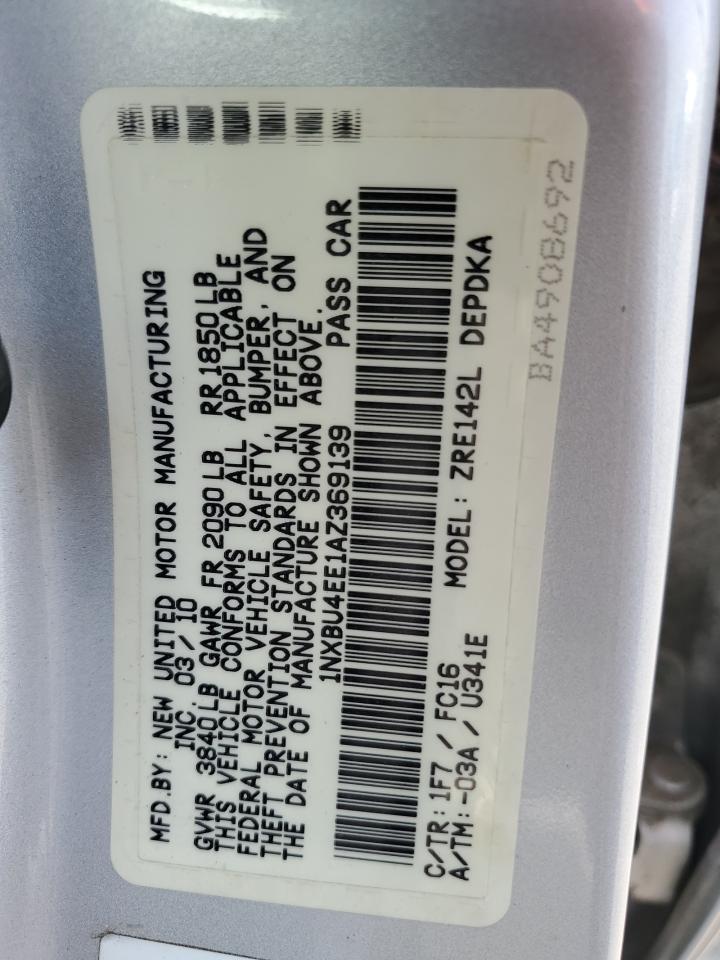 1NXBU4EE1AZ369139 2010 Toyota Corolla Base