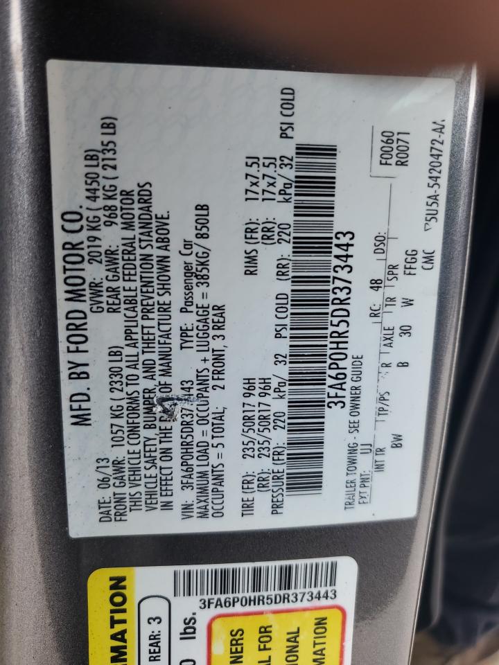 2013 Ford Fusion Se vin: 3FA6P0HR5DR373443