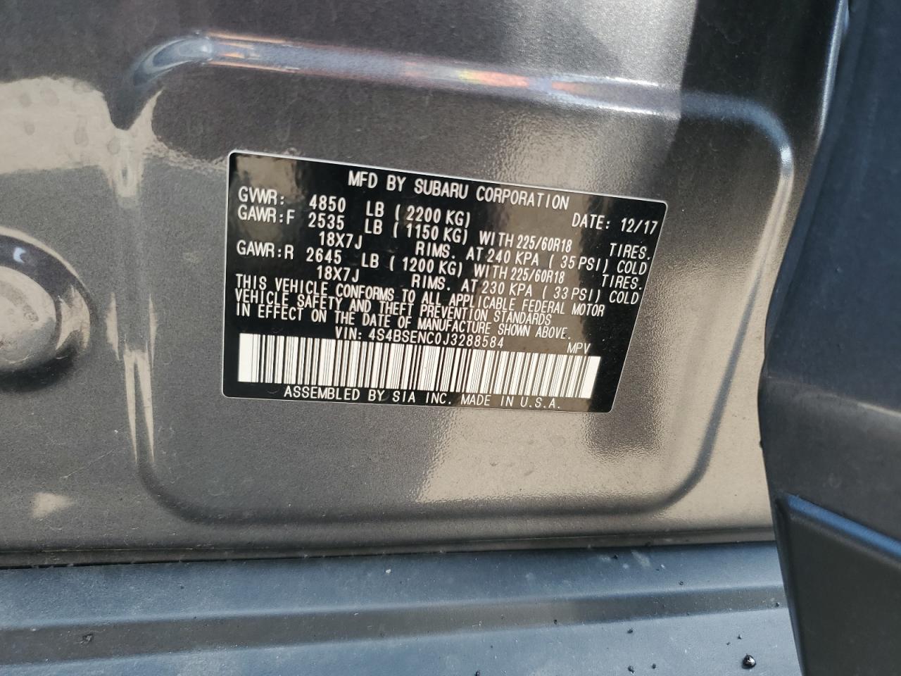 4S4BSENC0J3288584 2018 Subaru Outback 3.6R Limited