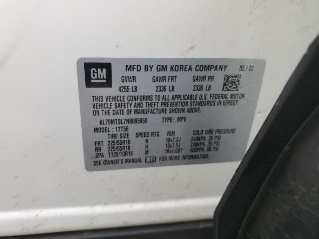 2022 Chevrolet Trailblazer Rs VIN: KL79MTSL7NB095959 Lot: 59552714