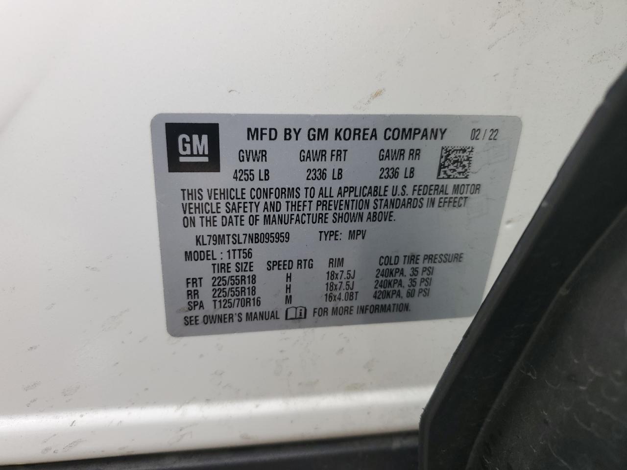 KL79MTSL7NB095959 2022 Chevrolet Trailblazer Rs