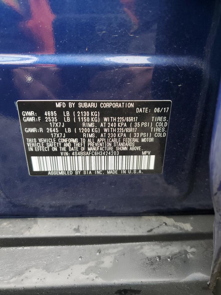 4S4BSAFC6H3424203 2017 Subaru Outback 2.5I Premium