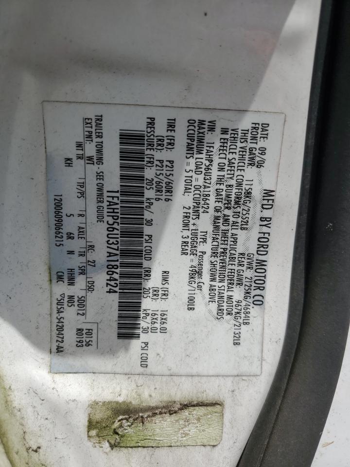 1FAHP56U37A186424 2007 Ford Taurus Sel