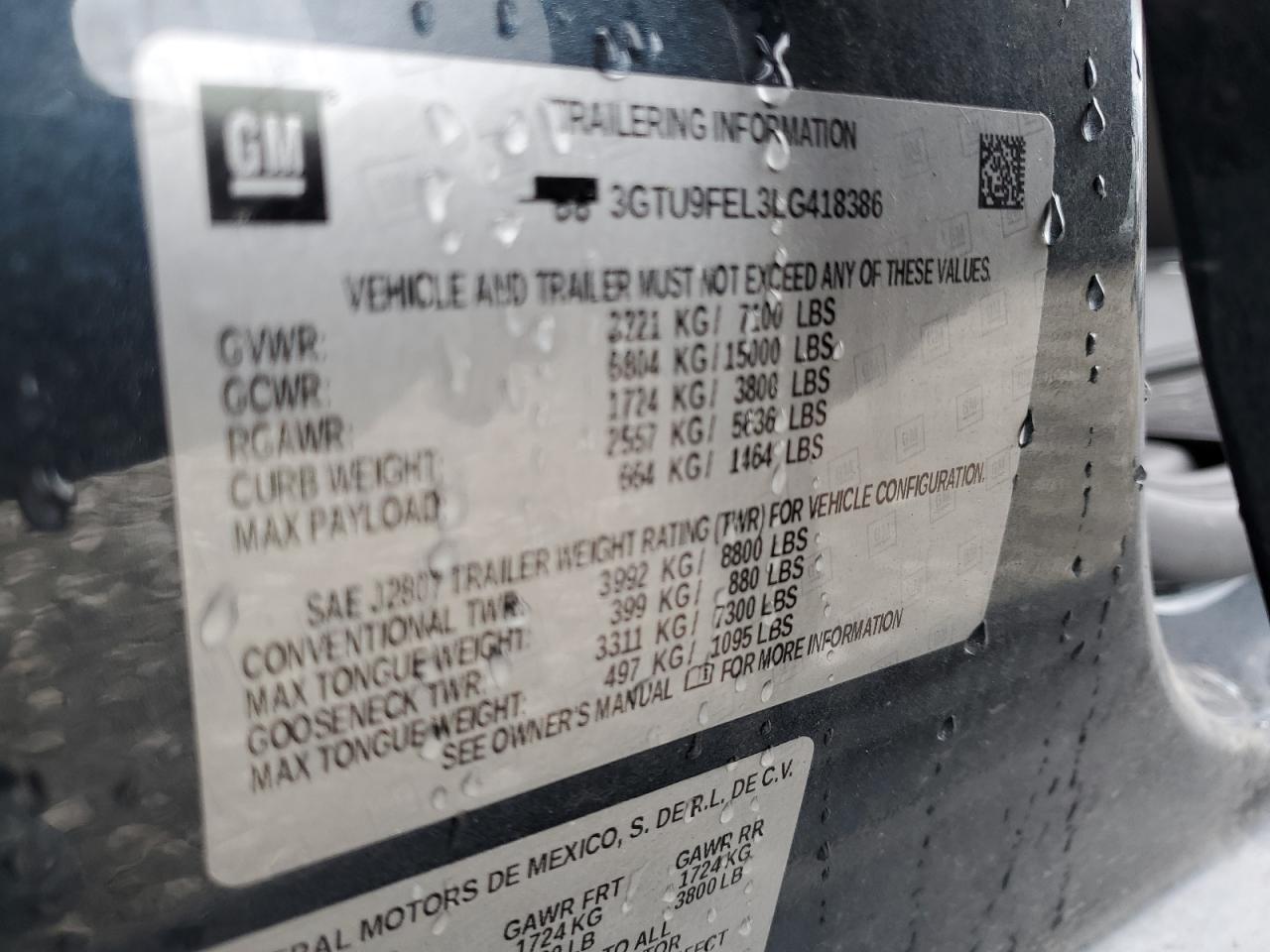 3GTU9FEL3LG418386 2020 GMC Sierra K1500 Denali