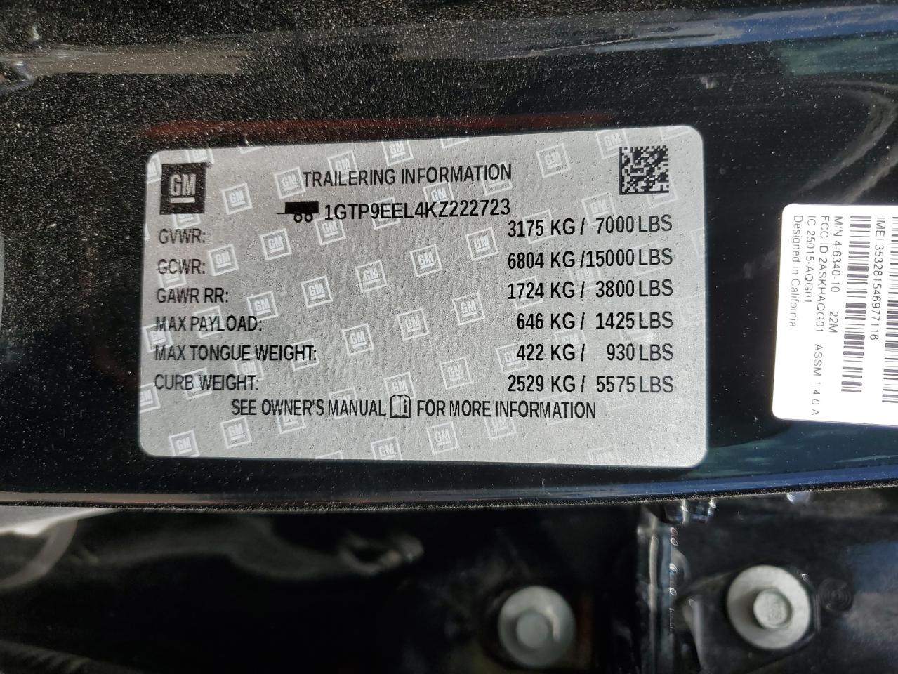 1GTP9EEL4KZ222723 2019 GMC Sierra K1500 At4