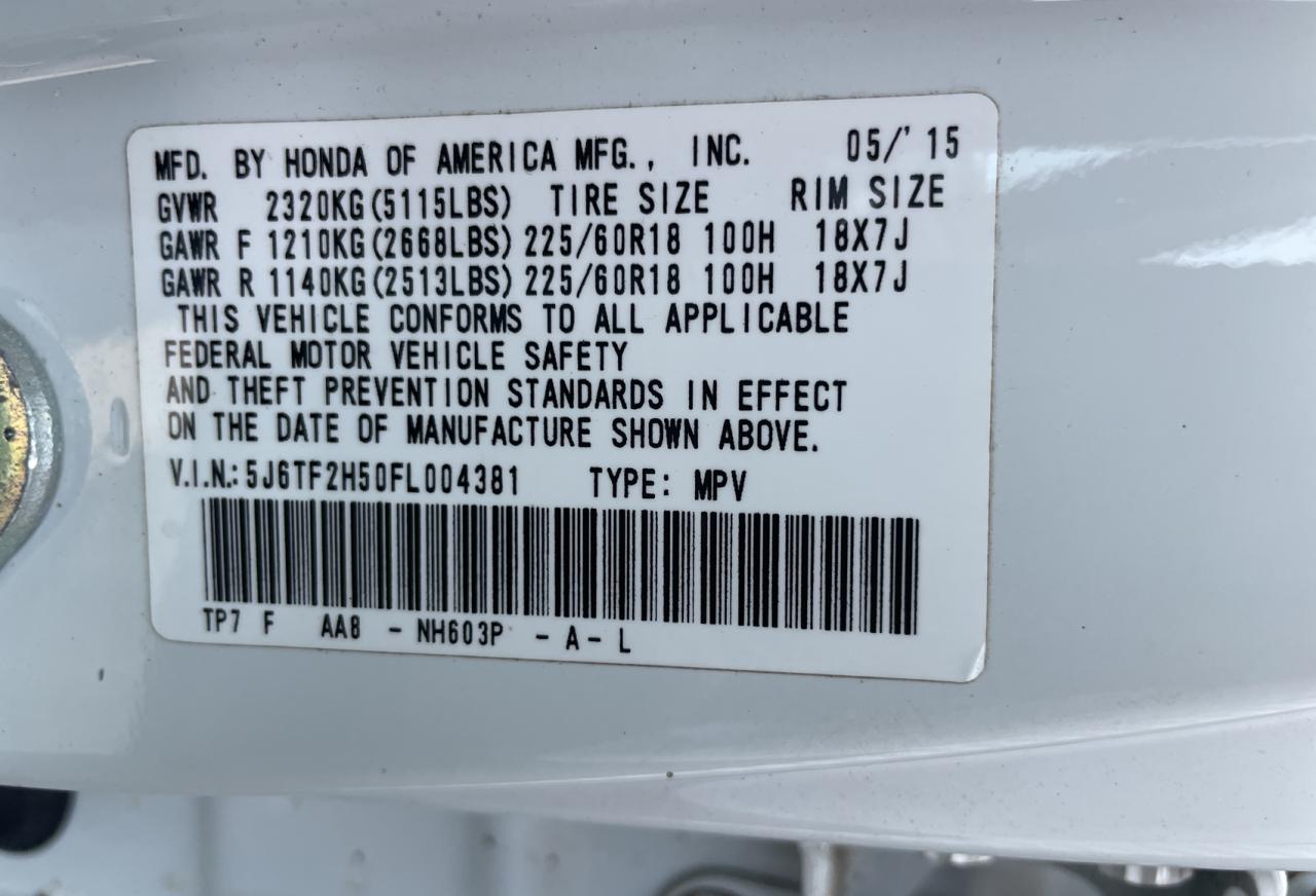 5J6TF2H50FL004381 2015 Honda Crosstour Exl