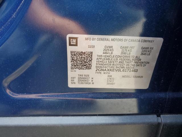 2020 Chevrolet Equinox Lt VIN: 2GNAXKEV0L6171463 Lot: 59710714