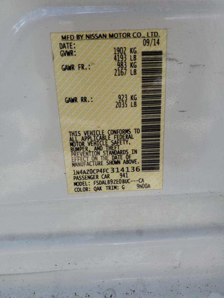 1N4AZ0CP4FC314136 2015 Nissan Leaf S