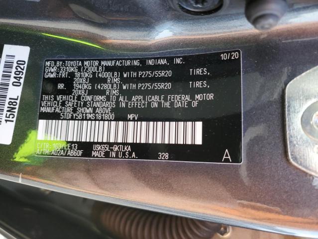 2021 Toyota Sequoia Limited VIN: 5TDFY5B11MS181800 Lot: 56893644