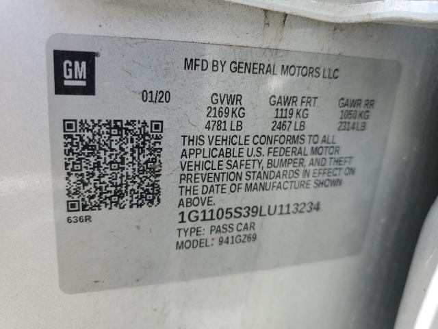 2020 Chevrolet Impala Premier VIN: 1G1105S39LU113234 Lot: 57277064
