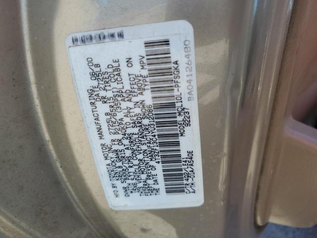 2000 Toyota Sienna Le VIN: 4T3ZF13C4YU312086 Lot: 60294574