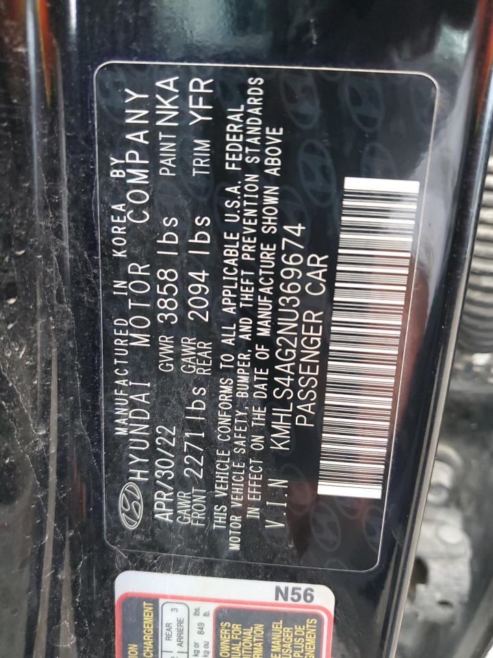 KMHLS4AG2NU369674 2022 Hyundai Elantra Sel