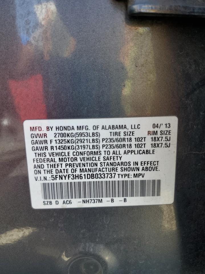 5FNYF3H61DB033737 2013 Honda Pilot Exl