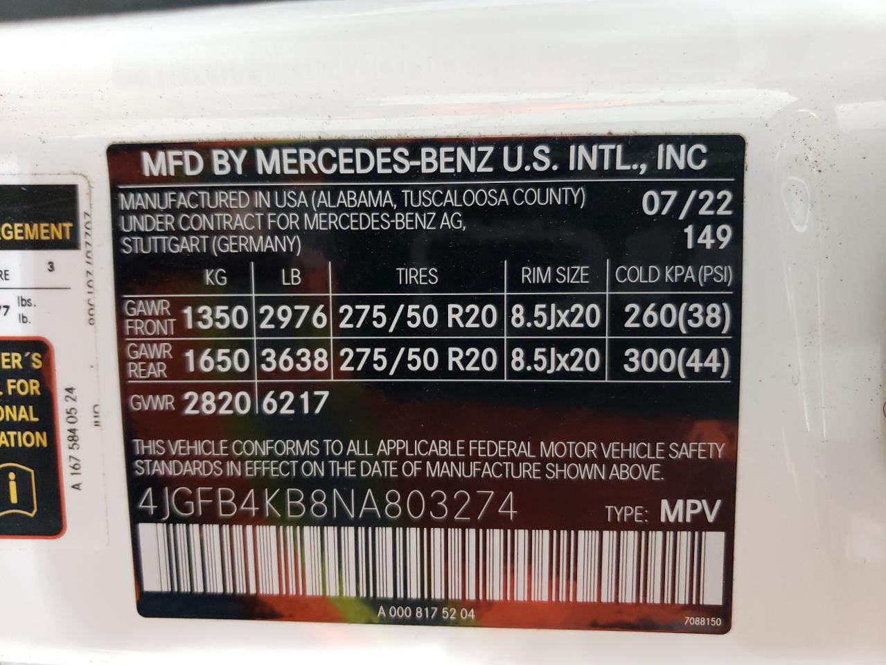 4JGFB4KB8NA803274 2022 Mercedes-Benz Gle 350 4Matic