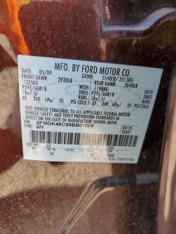 2009 Ford Edge Sel VIN: 2FMDK48C99BB01868 Lot: 58459014