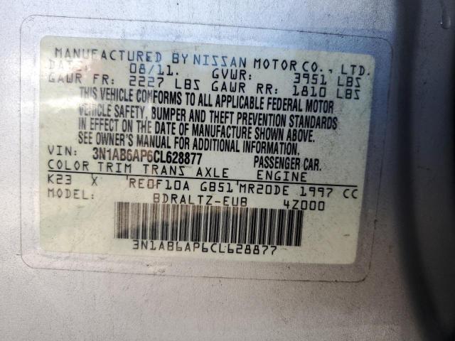 2012 Nissan Sentra 2.0 VIN: 3N1AB6AP6CL628877 Lot: 58357454