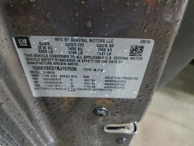 2011 GMC Acadia Slt-2 VIN: 1GKKVSED1BJ157538 Lot: 57104094
