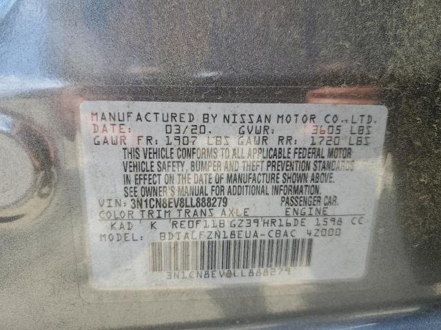 2020 Nissan Versa Sv VIN: 3N1CN8EV8LL888279 Lot: 59291934