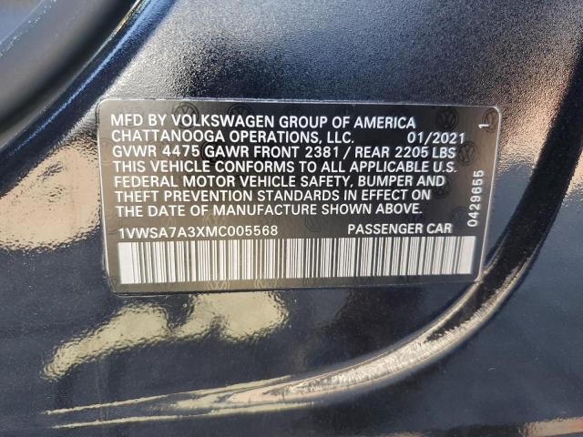 2021 Volkswagen Passat Se VIN: 1VWSA7A3XMC005568 Lot: 60340584
