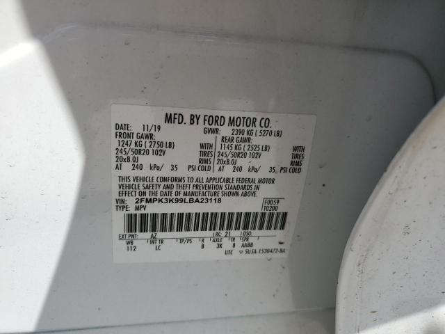 2020 Ford Edge Titanium VIN: 2FMPK3K99LBA23118 Lot: 57639494