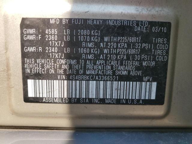 2010 Subaru Outback 2.5I Limited VIN: 4S4BRBKC7A3366521 Lot: 58750494