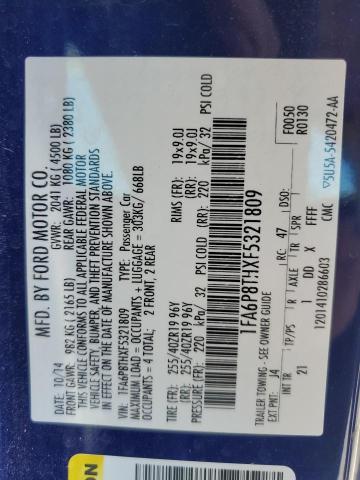 2015 Ford Mustang VIN: 1FA6P8THXF5321809 Lot: 60304054