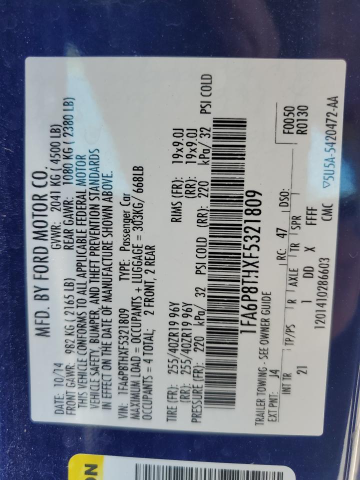 1FA6P8THXF5321809 2015 Ford Mustang