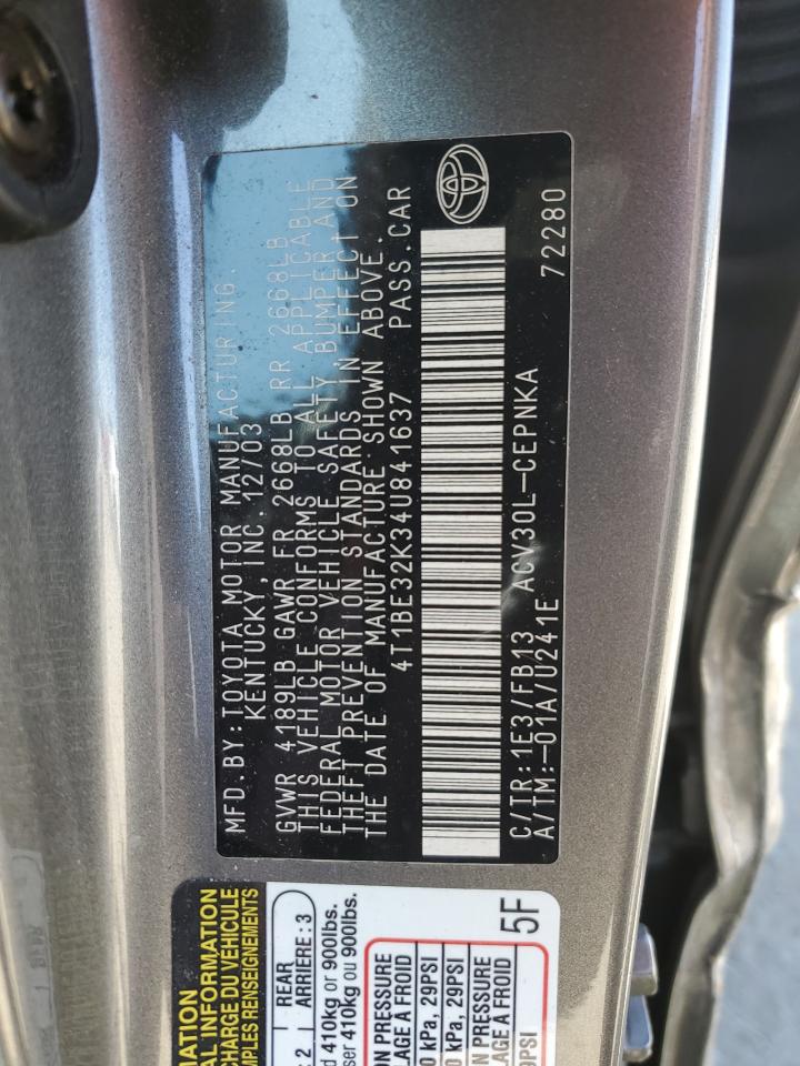 4T1BE32K34U841637 2004 Toyota Camry Le
