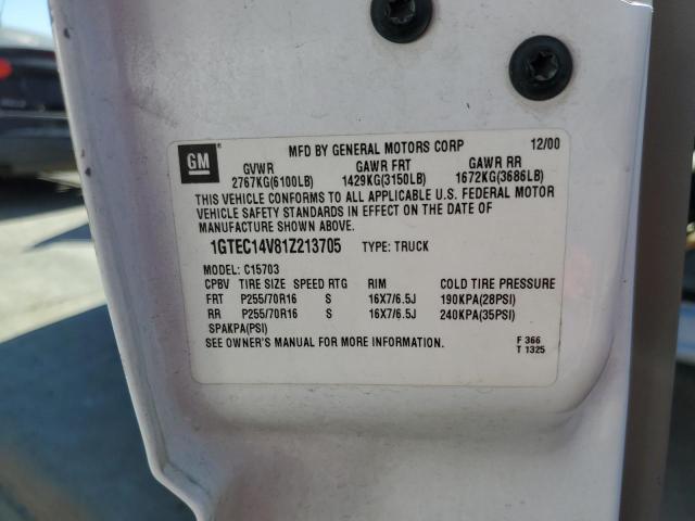 2001 GMC New Sierra C1500 VIN: 1GTEC14V81Z213705 Lot: 57890694