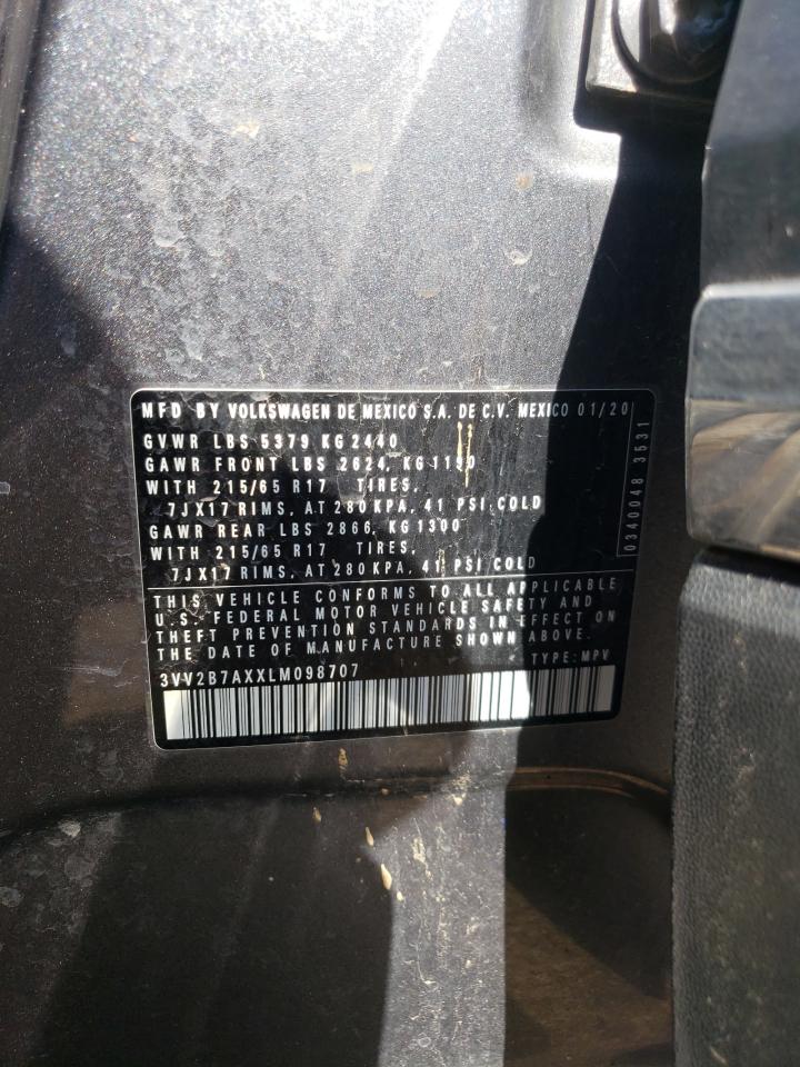 3VV2B7AXXLM098707 2020 Volkswagen Tiguan Se