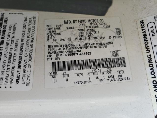 2007 Ford Expedition El Limited VIN: 1FMFK19587LA88552 Lot: 57579124
