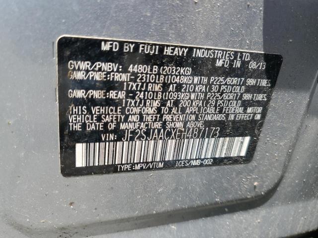 2014 Subaru Forester 2.5I VIN: JF2SJAACXEH487173 Lot: 57304334