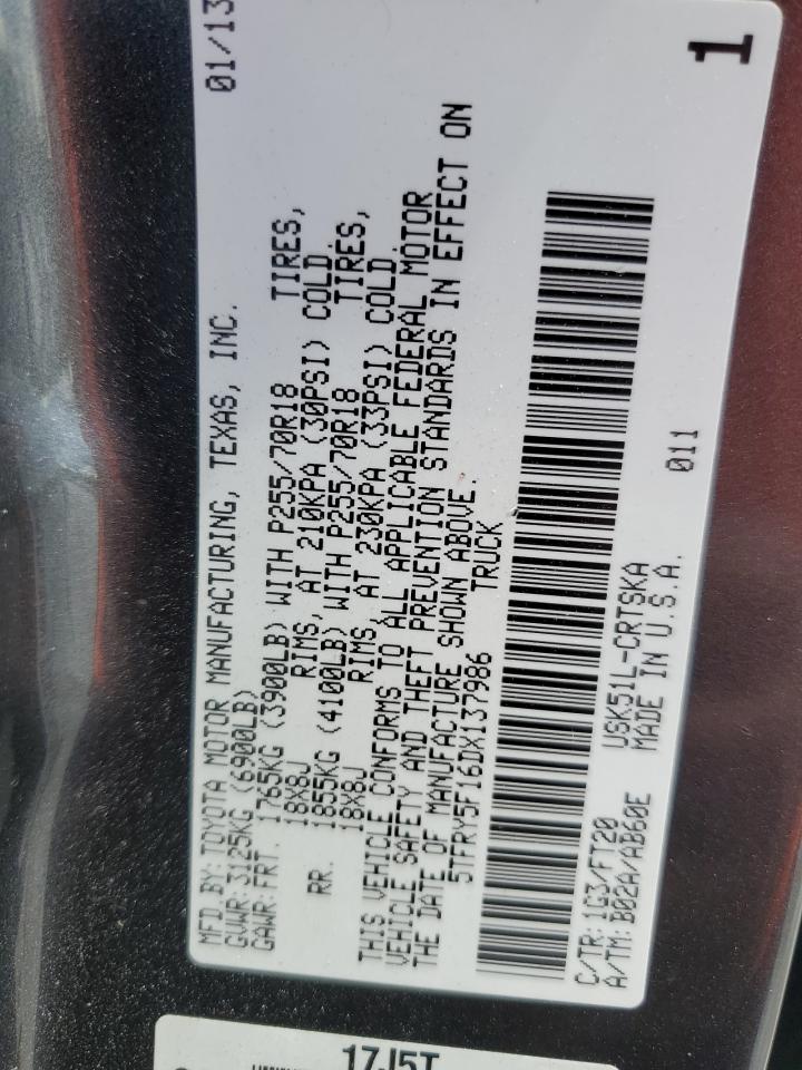 5TFRY5F16DX137986 2013 Toyota Tundra Double Cab Sr5