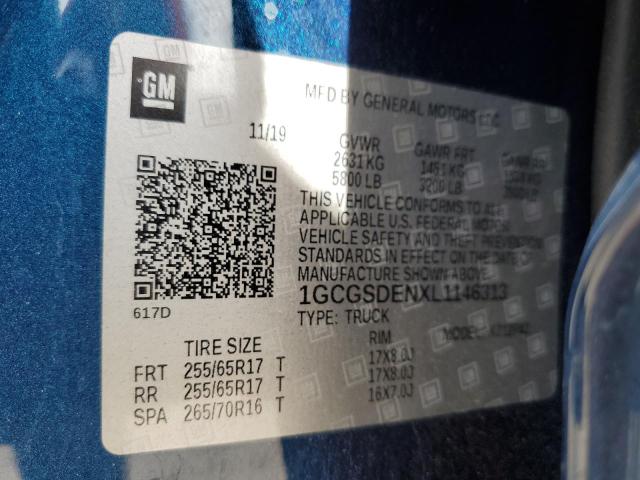 2020 Chevrolet Colorado Z71 VIN: 1GCGSDENXL1146313 Lot: 59130584