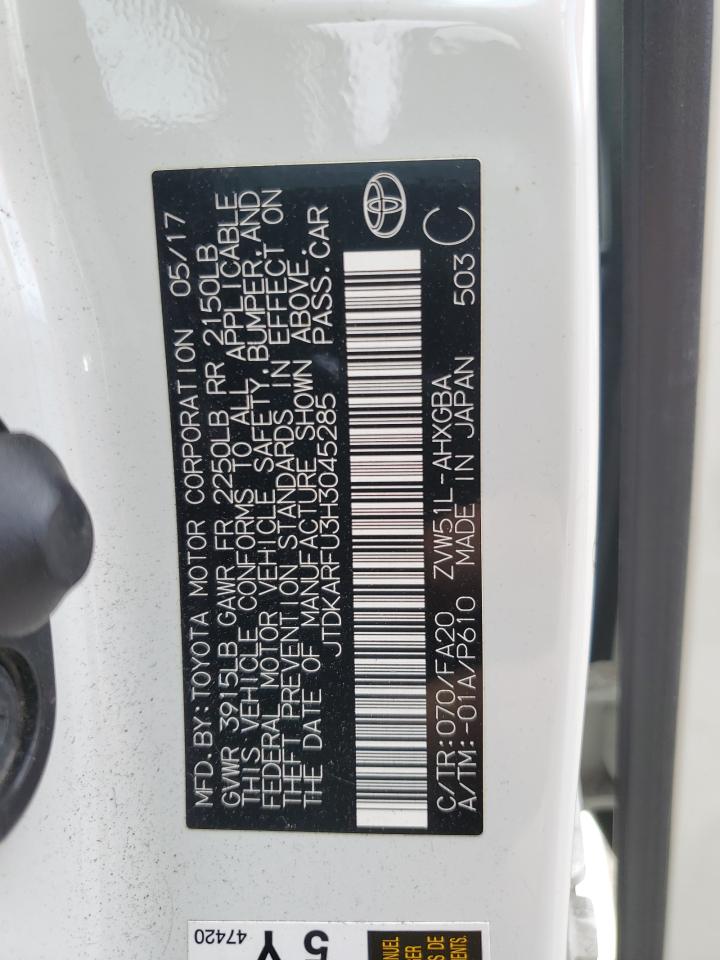 JTDKARFU3H3045285 2017 Toyota Prius